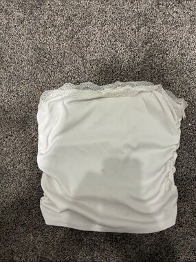 Women's Lace-Trim White Strapless Tube Top